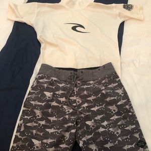 Boys Board Shorts and Rash Guard